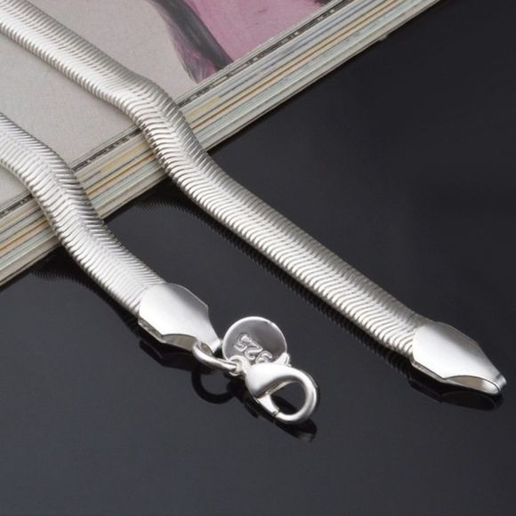CLOSEOUT GIFT 925 Sterling Silver 6MM Flat Snake Herringbone Chain Necklace 20" - Picture 3 of 8